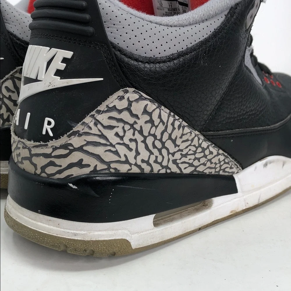 Nike Air Jordan 3 Retro 2018 Black Cement 854262-001 Men’s Sneakers - Size 12 - Picture 9 of 14